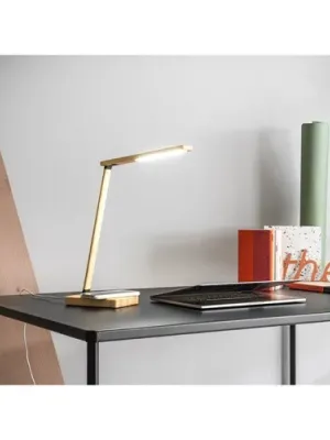 MOREY. Folding desk lamp with 15W superfast wireless charger in bamboo