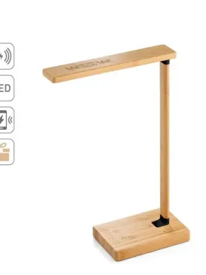 MOREY. Folding desk lamp with 15W superfast wireless charger in bamboo