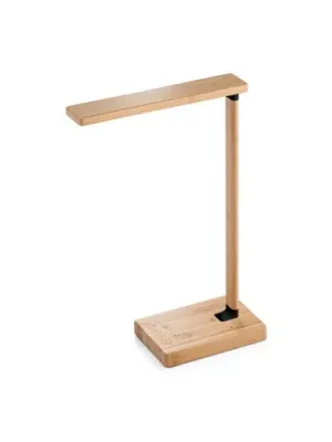 MOREY. Folding desk lamp with 15W superfast wireless charger in bamboo – Naturel