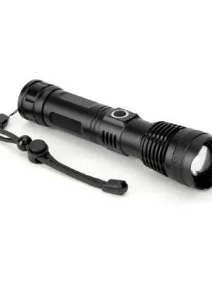 YVIAN. Rechargeable 10 W torch made from aluminium (100% rAL) – Noir