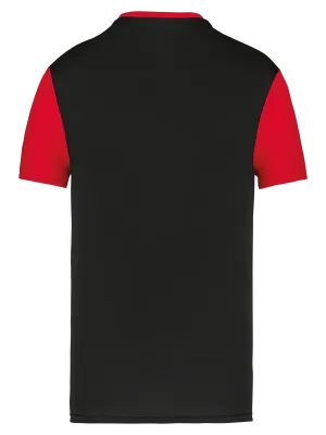 Unisex short-sleeved two-tone multisport jersey – Black / Sporty Red