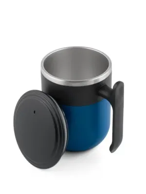 MALDINI. Mug de voyage avec paroi intérieure en acier inoxydable et finition mate, 400 mL