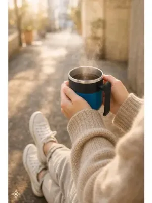 MALDINI. Mug de voyage avec paroi intérieure en acier inoxydable et finition mate, 400 mL
