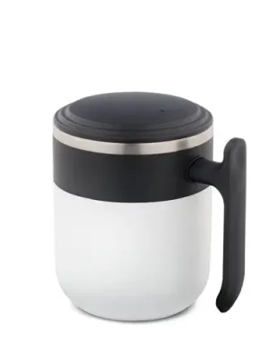MALDINI. Mug de voyage avec paroi intérieure en acier inoxydable et finition mate, 400 mL – Blanc