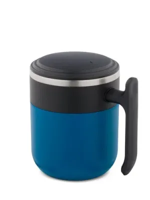 MALDINI. Mug de voyage avec paroi intérieure en acier inoxydable et finition mate, 400 mL – Bleu