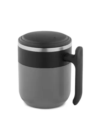MALDINI. Mug de voyage avec paroi intérieure en acier inoxydable et finition mate, 400 mL – Gris