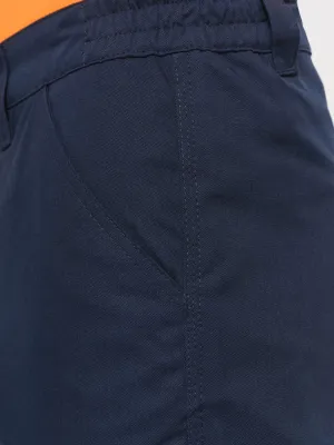 Unisex trousers with elasticated bottom leg and reflective band