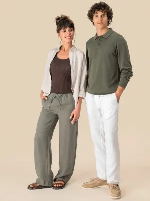 Men's Linen Washed Effect Trousers