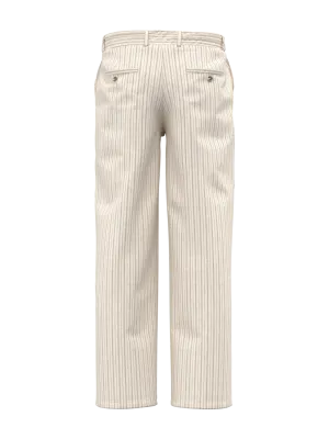 Men's Striped Linen Trousers – Ivory / Wet Sand Stripes