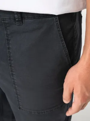 Eco-friendly men's washed effect utility trousers