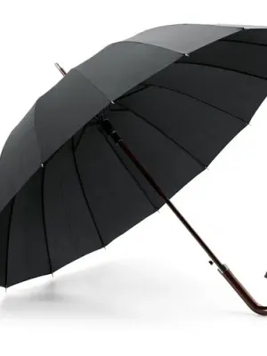 HEDI. 16 rib automatic opening umbrella in 190T pongee with automatic opening – Noir