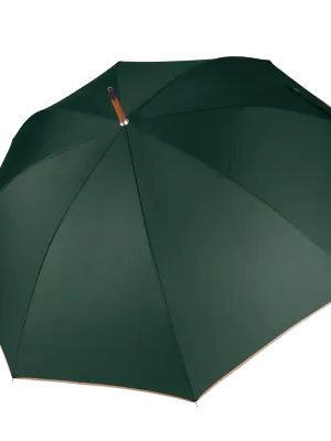 Parapluie mât en bois – Bottle Green / Beige