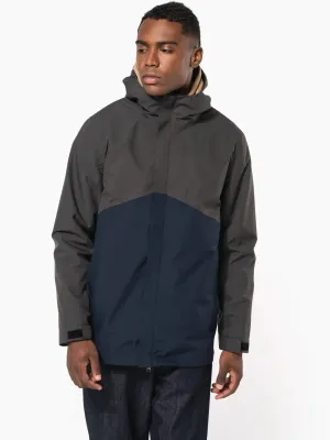 Parka 3-en-1 imperméable à capuche bicolore unisexe