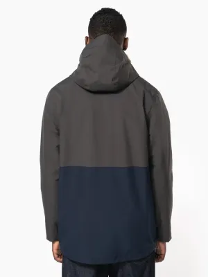 Parka 3-en-1 imperméable à capuche bicolore unisexe
