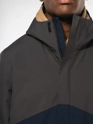 Parka 3-en-1 imperméable à capuche bicolore unisexe