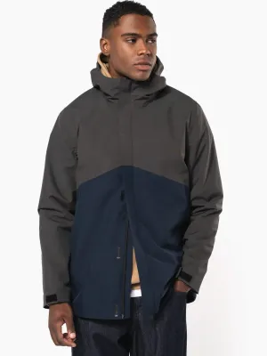 Parka 3-en-1 imperméable à capuche bicolore unisexe