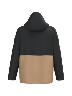 Parka 3-en-1 imperméable à capuche bicolore unisexe – Camel / Black