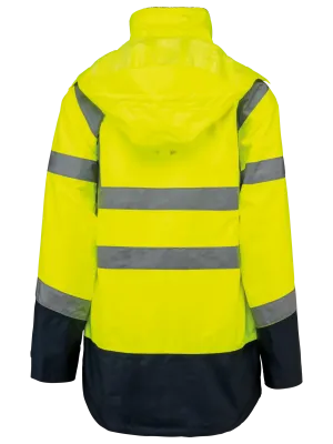 Parka de seguridad reciclada 4 en 1 unisex – Hi Viz Yellow / Navy