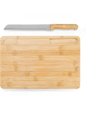 CATCHER. Bamboo bread board with knife included