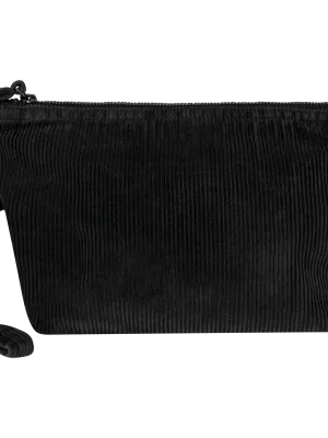 Pochette écoresponsable délavée en velours côtelé – Washed black