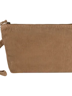 Pochette écoresponsable délavée en velours côtelé – Washed Dark Camel