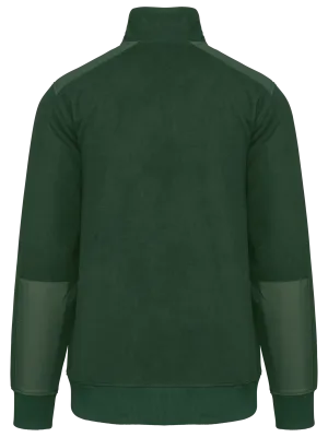 Eco-friendly zip-neck fleece, unisex – Forest Green