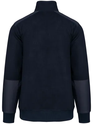 Eco-friendly zip-neck fleece, unisex – Navy