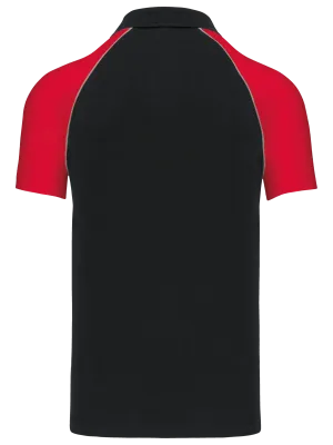 Polo baseball manches courtes – Black / Red
