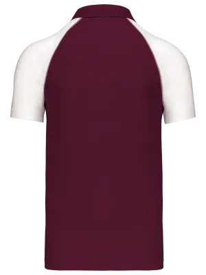 Polo baseball manches courtes – Bordeaux / White