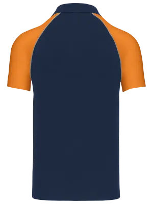 Polo baseball manches courtes – Navy / Orange