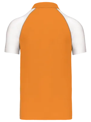 Polo baseball manches courtes – Orange / White