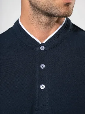 Men's short-sleeved polo shirt with Mandarin collar