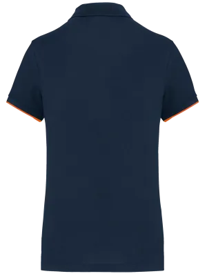Women's short-sleeved contrasting Day To Day polo shirt – Navy / Fluorescent Orange