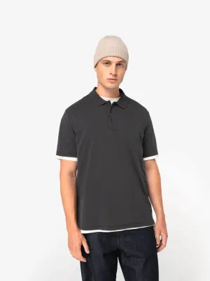 Eco-friendly men's washed effect jersey polo shirt