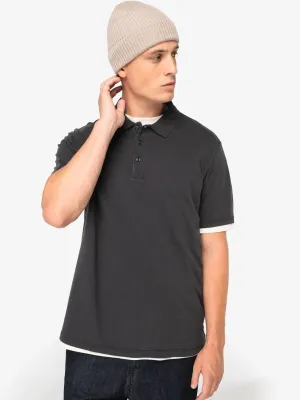 Eco-friendly men's washed effect jersey polo shirt