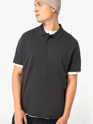 Eco-friendly men's washed effect jersey polo shirt