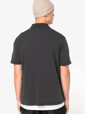 Eco-friendly men's washed effect jersey polo shirt