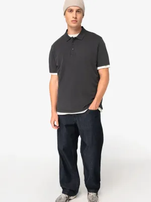 Eco-friendly men's washed effect jersey polo shirt