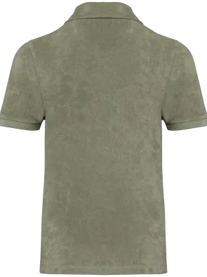 Eco-friendly boys’ Terry Towel polo shirt – Almond Green