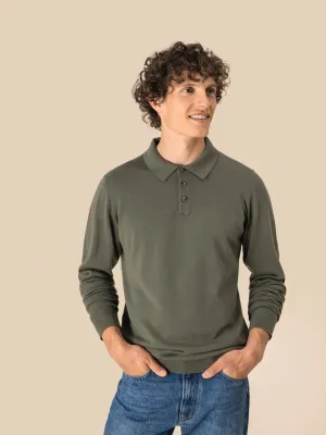 Eco-friendly men's knitted long sleeve polo shirt