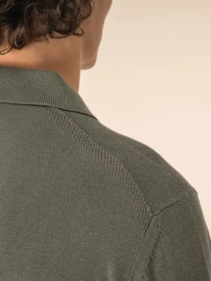 Eco-friendly men's knitted long sleeve polo shirt