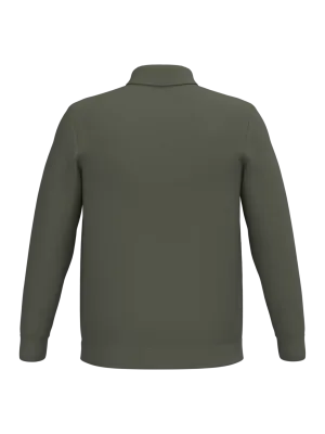 Eco-friendly men's knitted long sleeve polo shirt – Organic Khaki