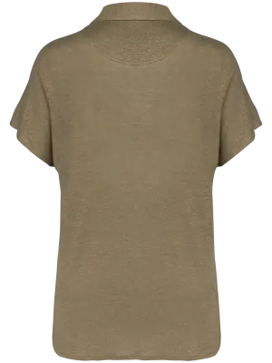 Polo de lino de mujer – Light Olive Green