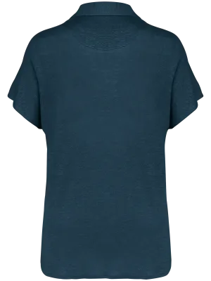 Polo de lino de mujer – Peacock Blue