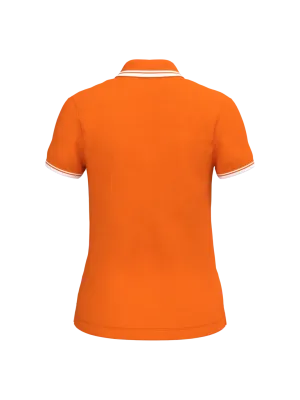 Ladies' short-sleeved polo shirt with contrasting piping – Orange / White