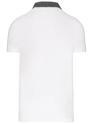 Men's two-tone jersey polo shirt – White / Dark Grey Heather