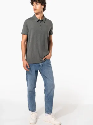 Men's short sleeved jersey polo shirt