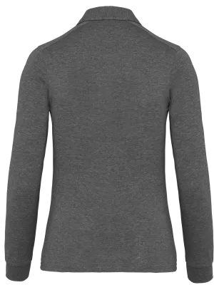 Ladies' long sleeve jersey polo shirt – Grey Heather
