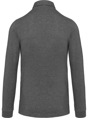 Polo de punto jersey de manga larga de hombre – Grey Heather