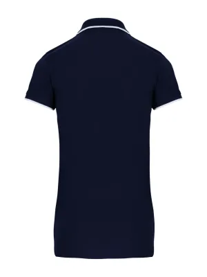 Ladies' short-sleeved piqué knit polo shirt – Navy / White / Red